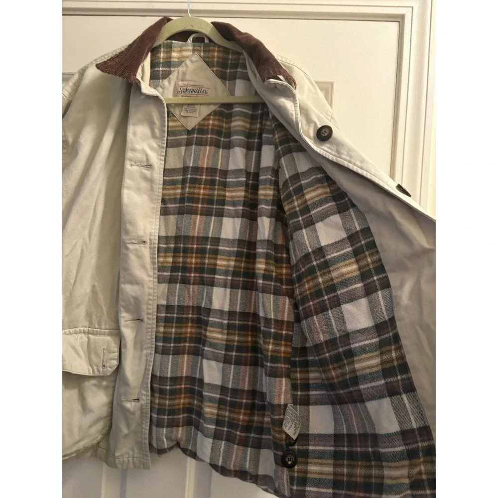 #1O Vintage St John's Bay brown cream barn coat men's medium